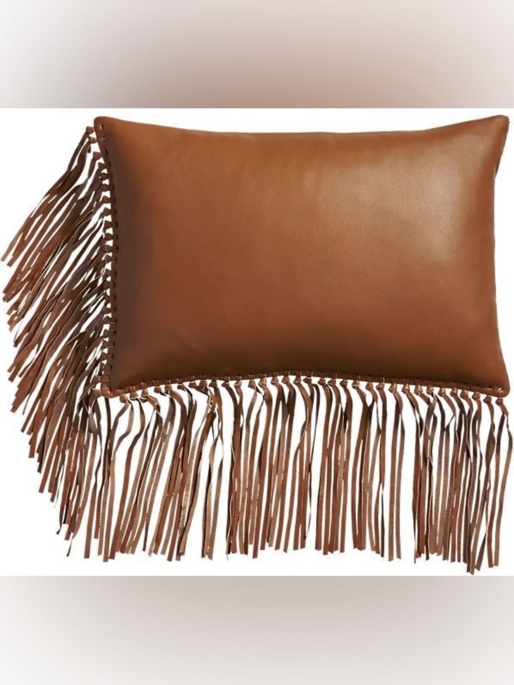 CB2 Fringe leather pillow